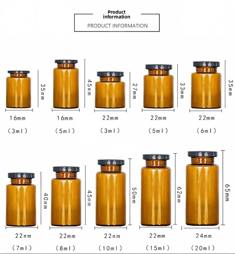 Standard peptide vial size chart from 3ml to 20ml with dimensions - check if your vial fits our custom peptide packaging box